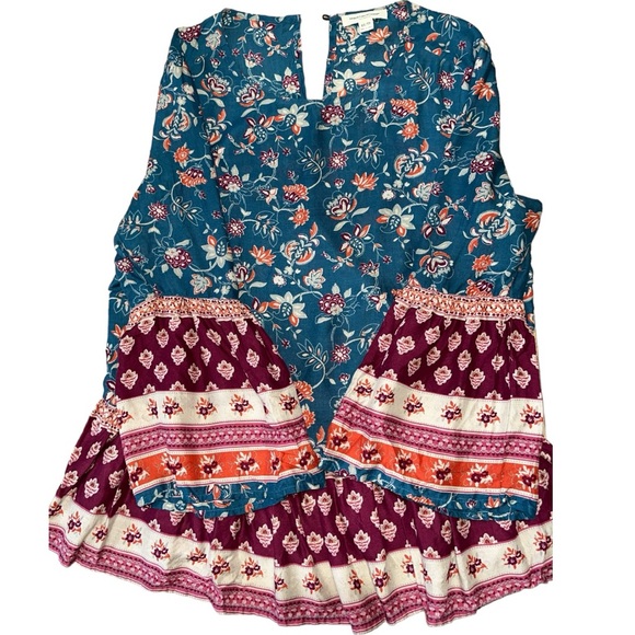 Women's Beach Lunch Lounge 3/4 Sleeve Blue/Purple Floral Blouse - XS - Picture 5 of 11